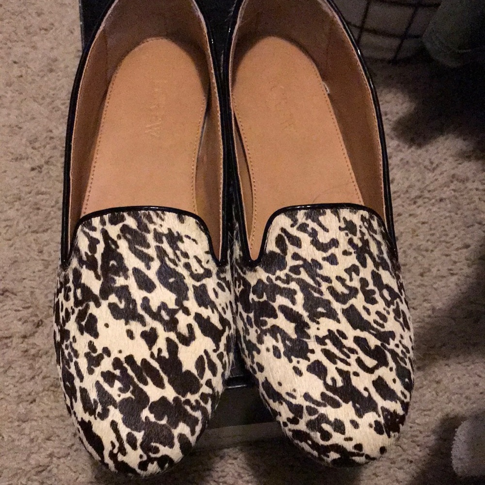 Jcrew Leopard Calf Hair Cora Loafers Ladies Sz 8